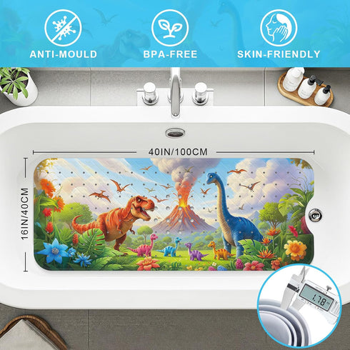 Elisstaence 40"x16" Upgrade Cartoon Baby Bath Mat Non Slip - Extra Long Bathtub Mat for Baby Eco Friendly Durable Bath