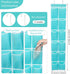 12 GOMAJI Over the Door Hanging Shoe Organizer, Pockets, Turquoise