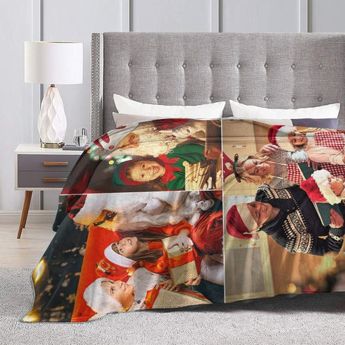 QETXVI 60"x 80" Custom Blanket with Photos Text Customized Blanket Personalized Flannel Throw Blankets for Adult Kid