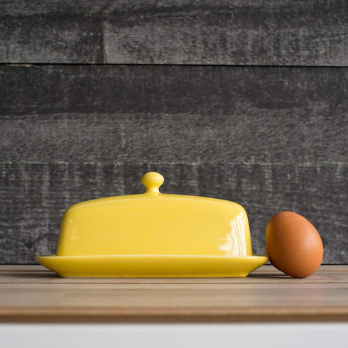4.5 8 Now Designs Stoneware Rectangle Butter Dish with Lid, Lemon Yellow x