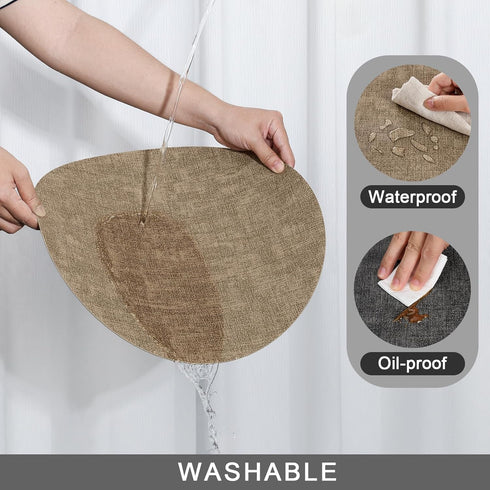 Set 6 Set 6) Myir JUN Round Placemats Dual Sided, Faux Leather Place Mats of Indoor Placemat for Dining Table Outdoor