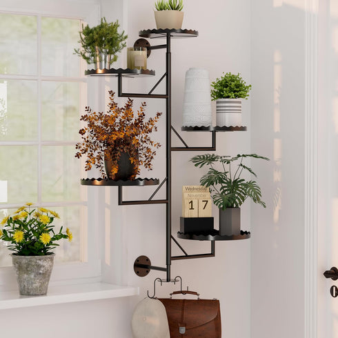 GcdPai 5-tier Rotating Window Plant Shelves indoor Metal Plant Stand, Wall Plant holder for Multiple Plants indoors