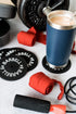 Barbell Bumper Plate Drink Coasters Set of 6, Round Black Silicone Coasters for Drinks, Gym Gifts