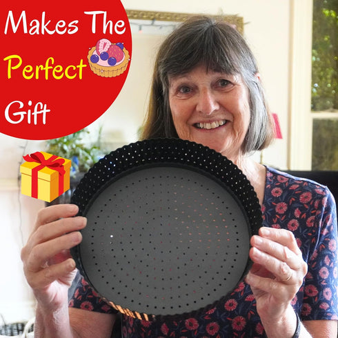 King Crispy's Deep Pie, Tart & Quiche Pan with Perforated Holes for Crispy Crusts, Non-Stick, 9 inch x 2 Deep