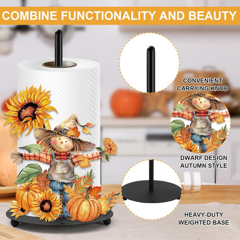 Countertop JarThenaAMCS Fall Paper Towel Holder Rustic Scarecrow Kitchen Decor Accessories Large Metal Towel Holder