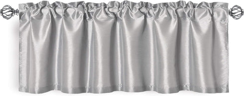 Aiking Home Solid Faux Silk Window Valance, Silver, Size 56''x16''