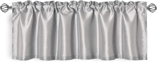 Aiking Home Solid Faux Silk Window Valance, Silver, Size 56''x16''