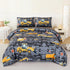 Set 5 Sets Sets ANGIYUIN Twin Boys Comforter Pcs Gray Construction Bed in A Bag for Kids Teens Excavator Trucks Bed