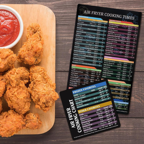 Air Fryer Cheat Sheet Magnetic Cooking Times Chart, Recipe Card, Meat Temp Guide for Airfryer Oven Cooking