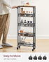 VASAGLE Slim Rolling Cart, 5-Tier Storage Cart with Handle, 5.1 Inches Deep Metal Frame for Kitchen, Dining Room, Home