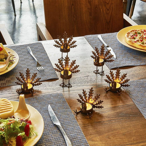 FORUP 6 Pack Metal Turkey Tea Light Candle Holders - Thanksgiving Home Table Decoration