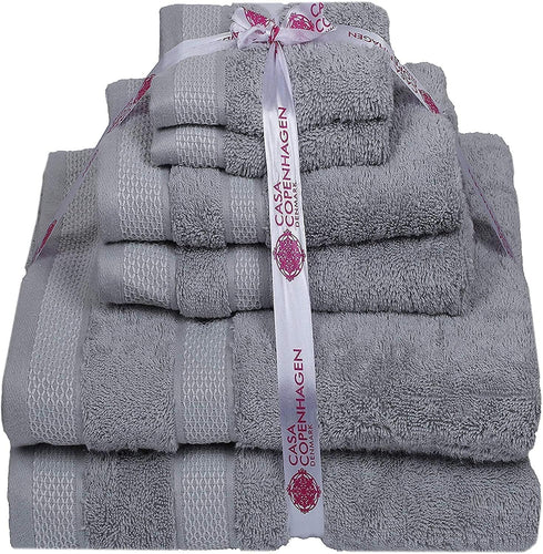 6Pcs 100% Set- 600GSM, 2Bath 2Hand 2Washcloths, Set CASA COPENHAGEN Solitaire Egyptian Cotton Large Designer Towels