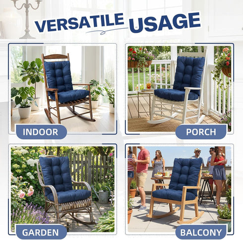 1 Pack Indoor Outdoor Chair Cushion, Garden High Back Chair Cushions, Lounger Chair Pad, for Recliner Patio Chair
