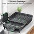 Dish Drying Rack - Expandable Stainless Steel Dish Rack with Drainboard Set and Utensil Holder, Black