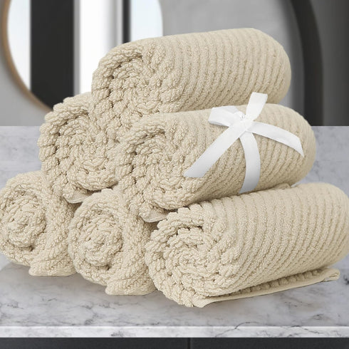 Cotton Washcloths - 6PC 13"x13" | Quick Dry | Soft | Light