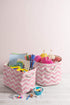DII Medium Polyester Container with Handles, Chevron Storage Bin, Rose
