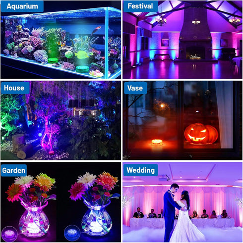 2-Pack YiaMia Hot Tub Lights - RGB Color Battery-Powered LED Pool Lights with Remote Control and Suction Cup for Ponds