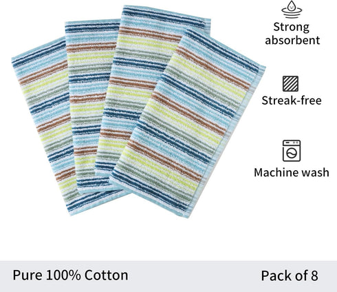 Pack 8, 12x12 Inches (mix-1, 12x12 inch) Oeleky Kitchen Dishcloths for Washing Dishes, Ultra Absorbent Dish Rags