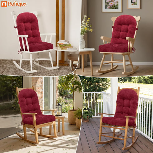 44x19x4 inch Rocking Chair Cushion - Chenille Fabric, High-Density Sponge, Durable Comfort Double-Sided Tufted Seat