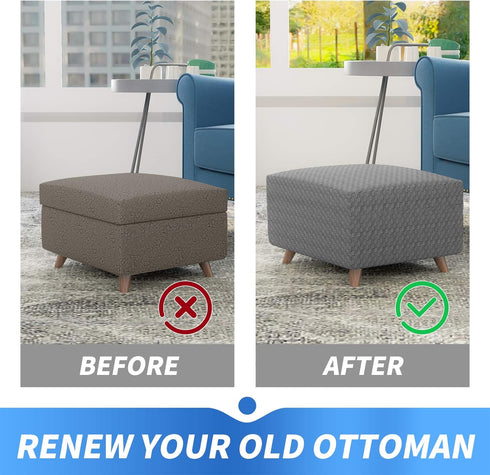 MAXIJIN Jacquard Ottoman Cover Slipcovers Folding Storage Stool Furniture Protector Cover Soft Thick Rectangle Foot