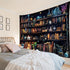 40L 60W Inches HVEST Magic Bookshelf Tapestry Vintage Bookshelf Witchy Books Plant Skull Gothic Halloween Tapestry Wall