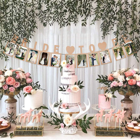 Bride to Be Photo Banner, Kraft Wedding Sign Engagement Bridal Shower Party Decoration Supplies