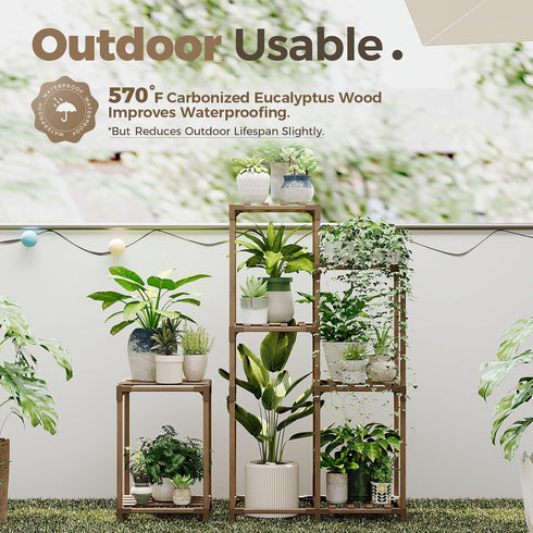03H, Bamworld Plant Stand Indoor Corner Plant Shelf Wood Plant Holder for Multiple Plants Tall Flower Stands Plants