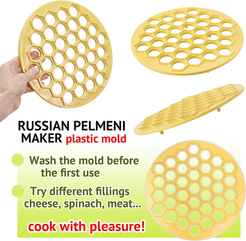 Russian Ravioli Maker Dumplings Mold - Pelmeni Plastic Mold for Siberian Pelmeni Meat - Dumpling Maker Machine