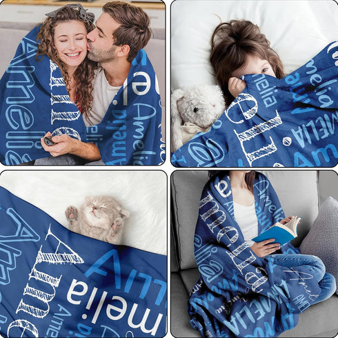 Vsmoedb Custom Baby Blanket with Name, Custom Name Blanket for Boys Girls, Personalized Blankets for Birthday Christmas