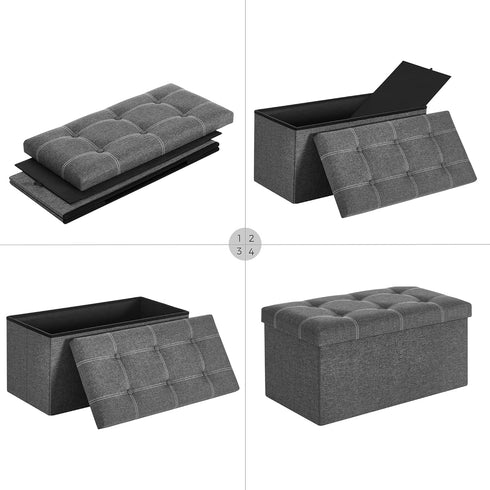30 Inches 21 660 lb, ULSF001G01 SONGMICS Mazie Collection - Ottoman Storage Bench, Gal. Folding Chest with Breathable
