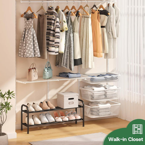 kiplant Closet, 2-Tier Closet Shoe Rack for Black Expandable Shoe Rack Metal Organizer, Heavy Duty Shoe Storage Shelf