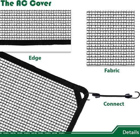 Air Conditioner Cover 28" X 28" All Seasons AC Covers for Outside Unit Includes Bungee Cords AC Compressor Condenser Top Cover Solid Black