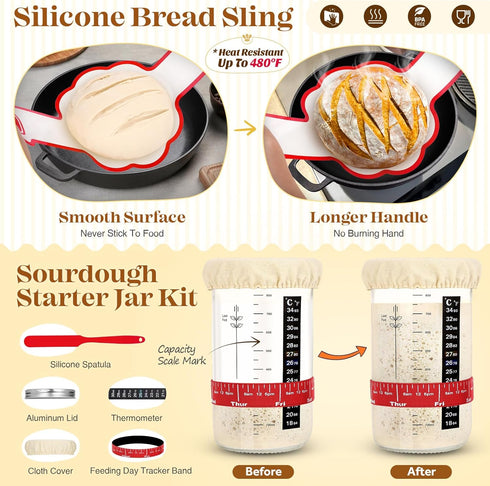 VEDALIO Sourdough Starter Kit, Sourdough Bread Baking Supplies, Sourdough Kit Home and Kitchen, Sour Dough Starter