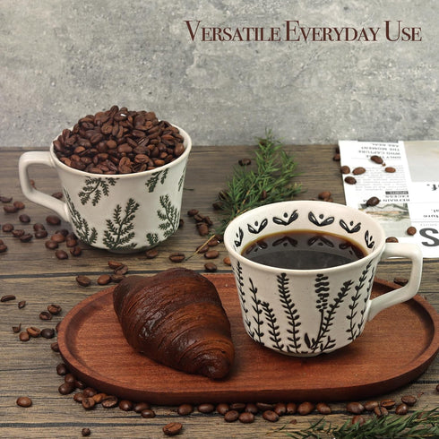 12oz Ceramic Coffee Mug, Unique Novelty Teacup with Large Handle, Stoneware for Tea, Mocha, Latte, Gift