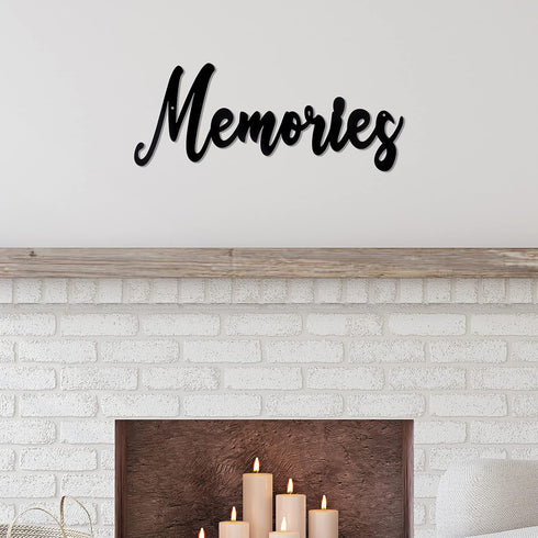 Hotop Metal Word Sign, Rustic Black Cutout "Memories" Wall Decor for Home, Library & Office
