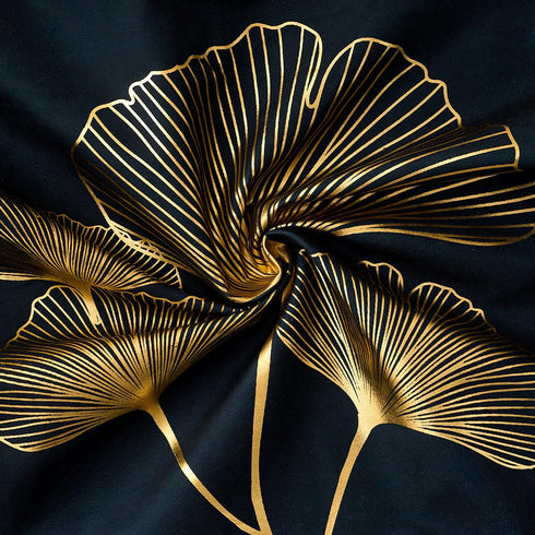 BONSTRAP 20x20 Set 2 Black Decorative Throw Pillow Covers Gold Line Ginkgo Cushion Covers Plant Leaf Velvet Modern