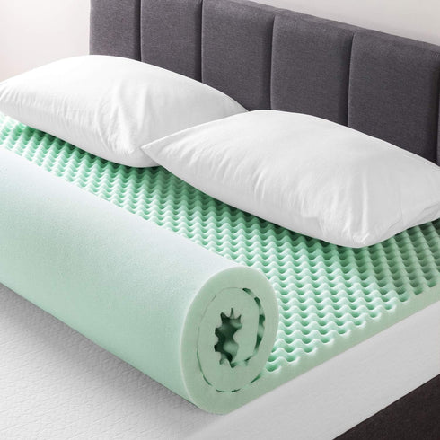Best Price Mattress 2 Inch Egg Crate Memory Foam Topper with Aloe Infusion, CertiPUR-US Certified, Twin XL, Green