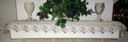 Sophisticated Floral Lace Dresser Scarf | 65" Neutral Earth Tones or Mantel Scarf