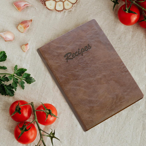Dahey Recipe Book to Write in Your Own Recipes, Personalized Family Journal Notebook with Pocket, Leather Cover and 80