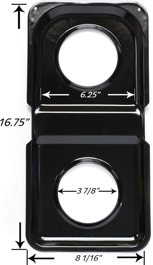 Range Kleen P501 Black Porcelain Rectangular Gas Stove Drip Pan, 16.875 x 8.125-Inches