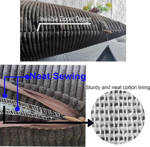 2 pcs Pack Throw Pillow Covers Corduroy Solid Soft Chestnut Brown 18x18 Inch Decorative Pillow Cases