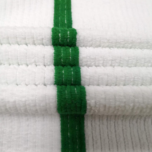 POLYTE Microfiber All-Purpose Ribbed Terry Bar Mop Towel for Home Cleaning (14x17, White w/Green Stripe) 12 Pack