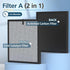 HSP001 True HEPA Filter Replacement for HATHA-SPACE Air Purifier, 4 in 2 H13 with Activated Carbon Pre-Filter, 3 Pack