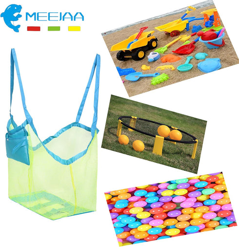 Mesh Beach Bag, Foldable Large Children's Storage Bag for Beach, Clothes, Towels, and Shells