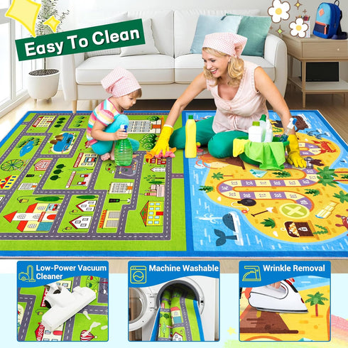 4x6 GarveeHome Washable Kids Rug ft Kids Carpet Play Mat City Car Play Rug with Pirate Theme, Stain-Resistant Non-Slip