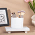 Bamboo Electric Toothbrush Holder, Bathroom Storage Organizer for Toothpaste, Floss, Razor, White