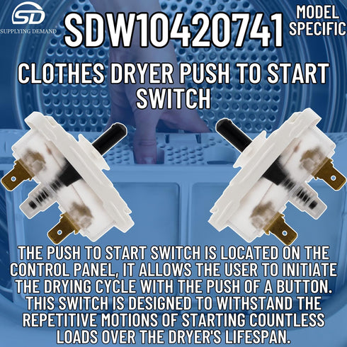 W10420741 Clothes Dryer Push To Start PTS Switch Replacement by Supplying Demand