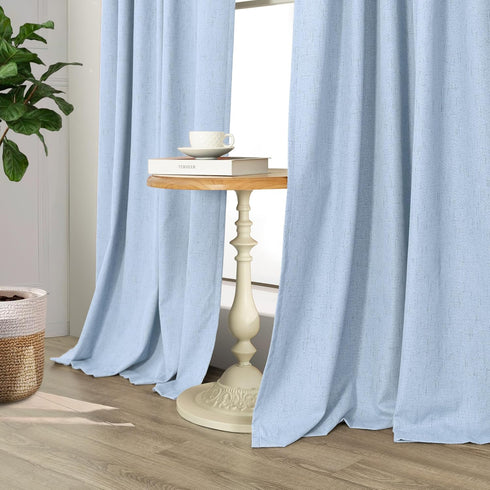 63 Inch 2 52x63 Pitalk Light Blue Curtains for Bedroom Length Panels Linen Blackout Room Darkening Cold Heat Light