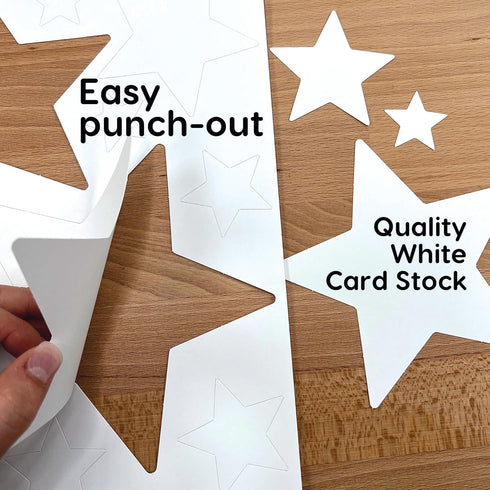 240 Pieces Star Cutouts, 2-Sided Card Stock Punch Out White Stars for DIY Craft Projects and Decorations