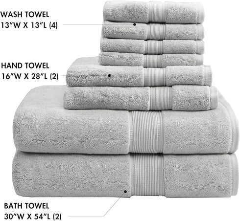 800GSM Set 8 100% Set 2 2 4 Madison Park Bathroom Towel of Cotton Bath Towel for Bathroom Luxurious Highly Absorbent
